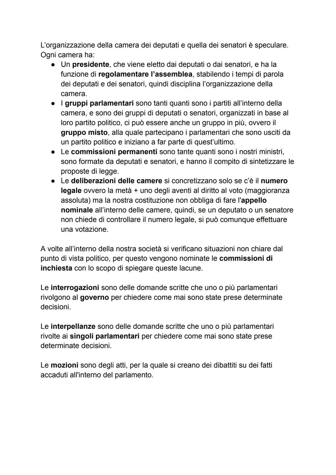 # II Parlamento
Il parlamento è un organo costituzionale, ovvero un organo dello stato che
viene disciplinato dalla nostra costituzione. Qu