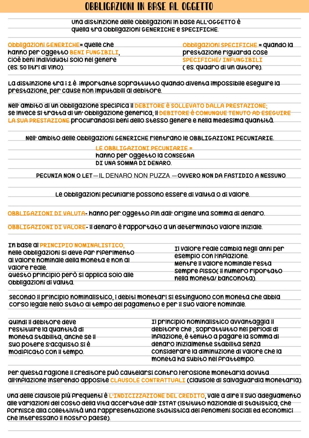 # Le obbligazioni
L'obbligazione è un rapporto giuridico in base al quale un soggetto (debitore) deve tenere
un determinato comportamento c