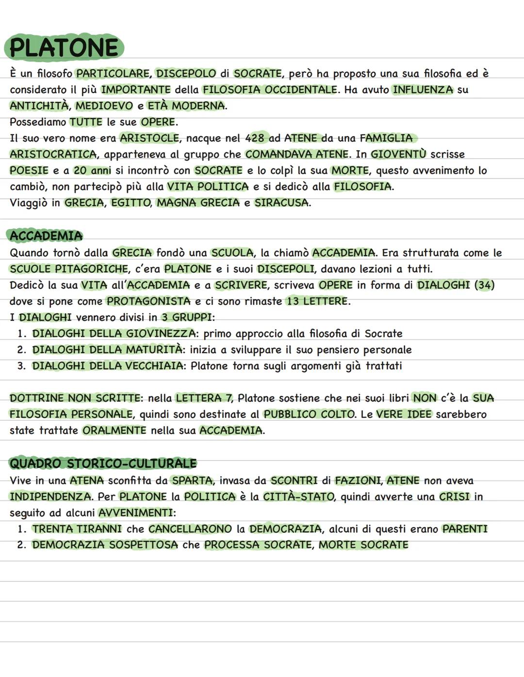 # PLATONE
È un filosofo PARTICOLARE, DISCEPOLO di SOCRATE, però ha proposto una sua filosofia ed è
considerato il più IMPORTANTE della FILO