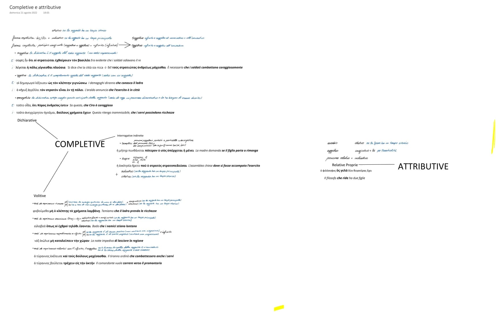 # Completive e attributive
domenica 21 agosto 2022
18:05
oltativo se la reggente ha un tempo storico
forma esplicita: $\omega\varsigma$ $\o