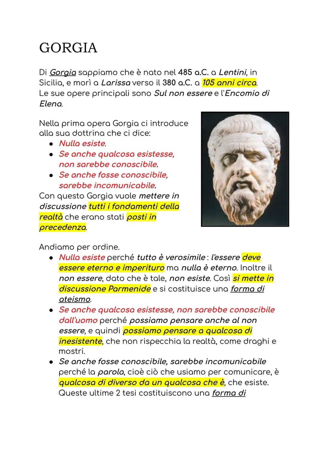 # GORGIA
Di Gorgia sappiamo che è nato nel 485 a.C. a Lentini, in Sicilia, e morì a Larissa verso il 380 a.C. a 105 anni circa. Le sue opere