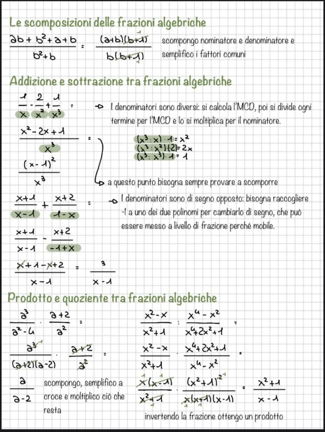 # Le scomposizioni delle frazioni algebriche
$\frac{ab+b^2+a+b}{b^2+b} = \frac{(a+b)(b+1)}{b(b+1)}$ scompongo nominatore e denominatore e
se