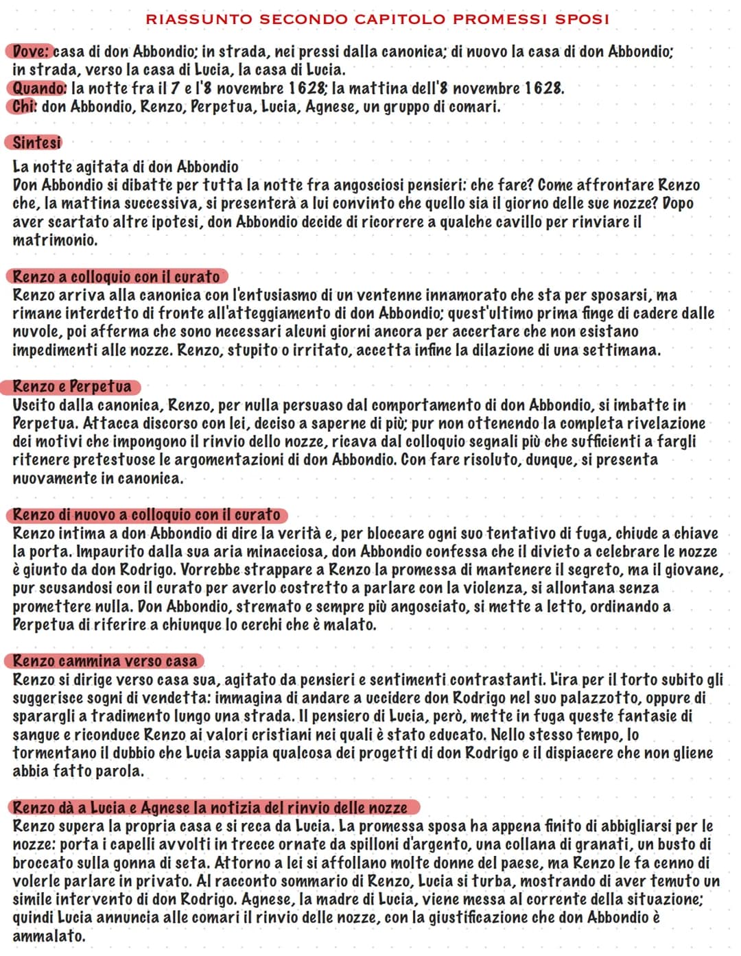 # RIASSUNTO SECONDO CAPITOLO PROMESSI SPOSI
Dove: casa di don Abbondio; in strada, nei pressi dalla canonica; di nuovo la casa di don Abbon