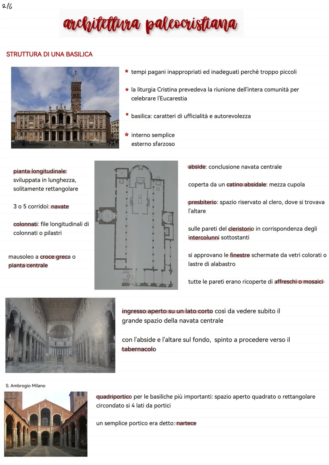 216
# architettura paleocristiana
## STRUTTURA DI UNA BASILICA
* tempi pagani inappropriati ed inadeguati perchè troppo piccoli
* la liturgi