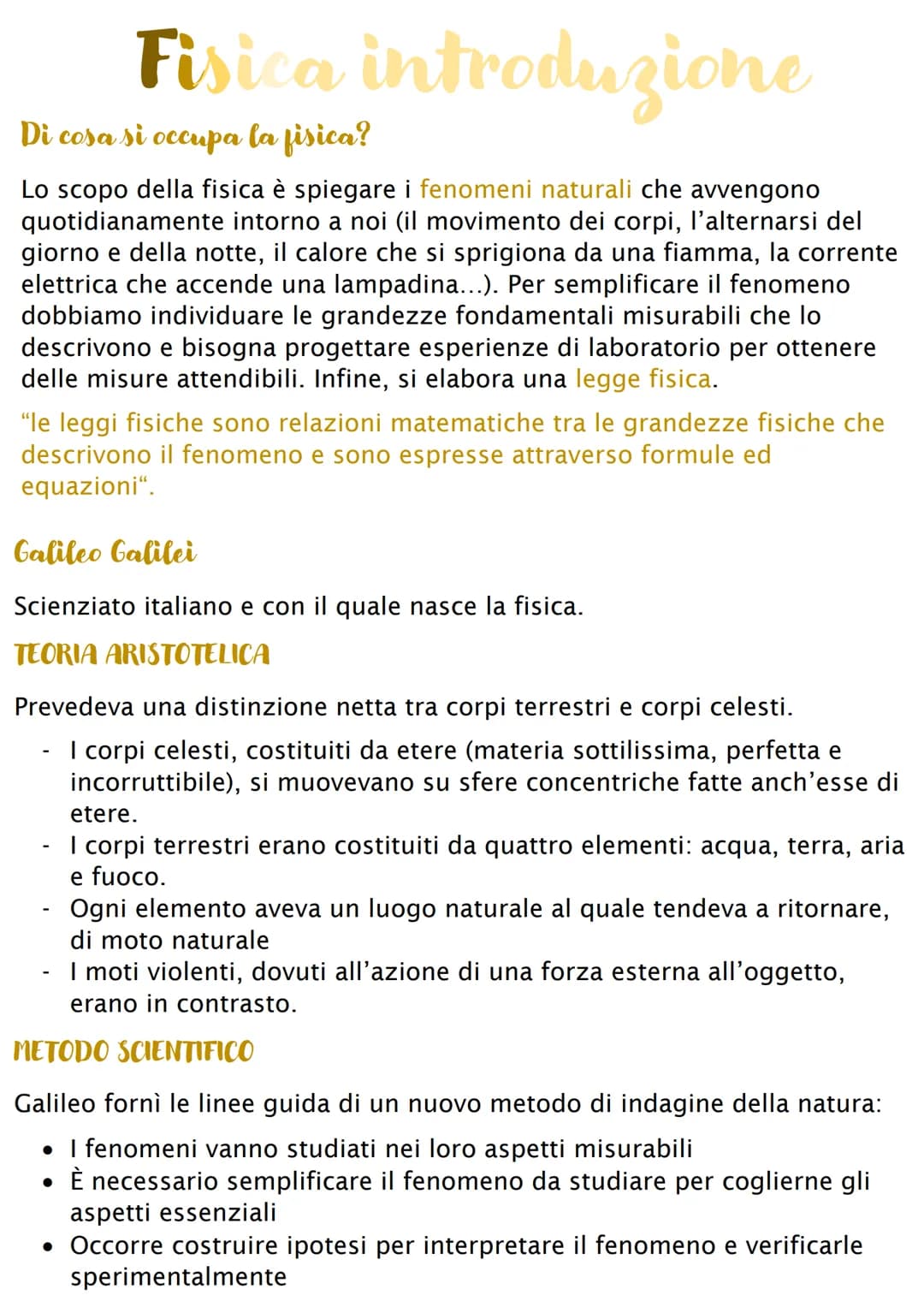 # Fisica introduzione
## Di cosa si occupa la fisica?
Lo scopo della fisica è spiegare i fenomeni naturali che avvengono quotidianamente int