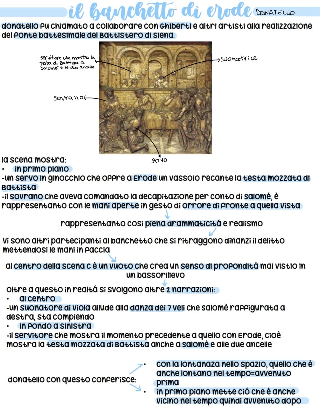 il banchetto di erode
# DONATELLO
donatello fu chiamato a collaborare con Ghiberti e altri artisti alla realizzazione
del fonte battesimale