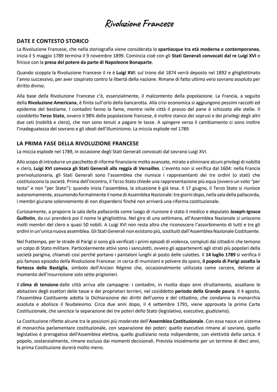 # Rivoluzione Francese
## DATE E CONTESTO STORICO
La Rivoluzione Francese, che nella storiografia viene considerata lo spartiacque tra età