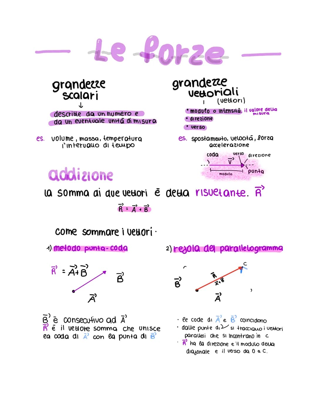 # Le forze
## grandezze scalari
↓
describle da un numero e
da un eventuale unita di misura
es. volume, massa, temperatura
l'interuauo di t