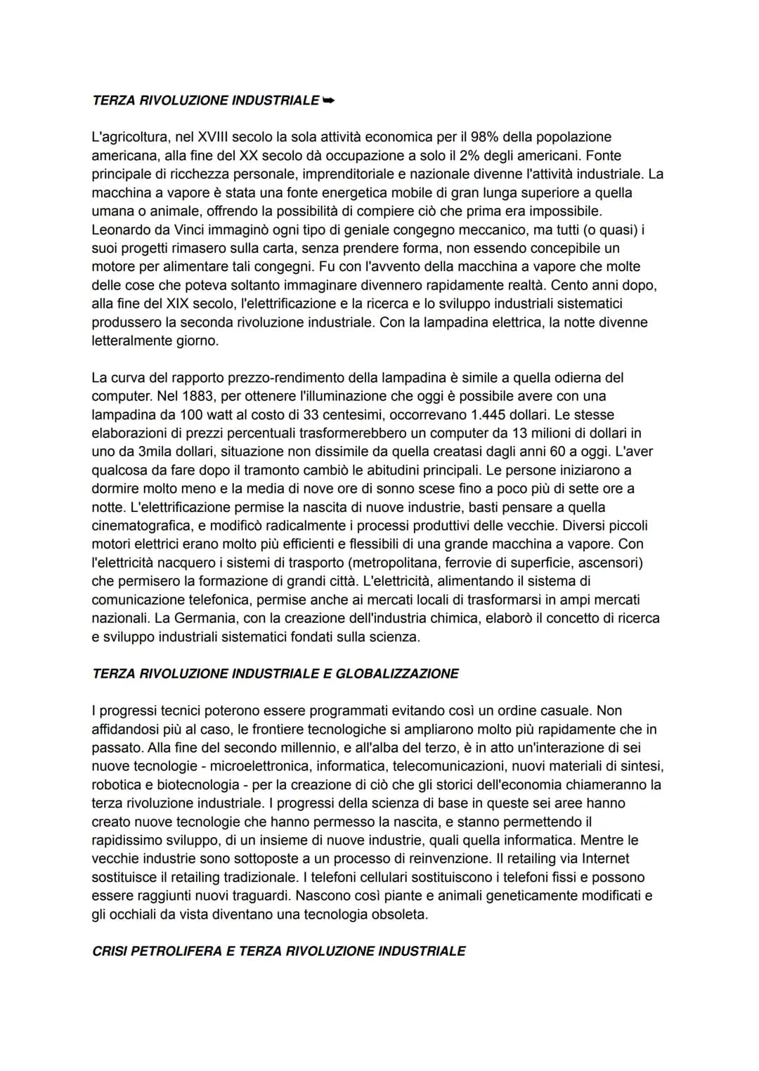 ## TERZA RIVOLUZIONE INDUSTRIALE
L'agricoltura, nel XVIII secolo la sola attività economica per il 98% della popolazione americana, alla fi