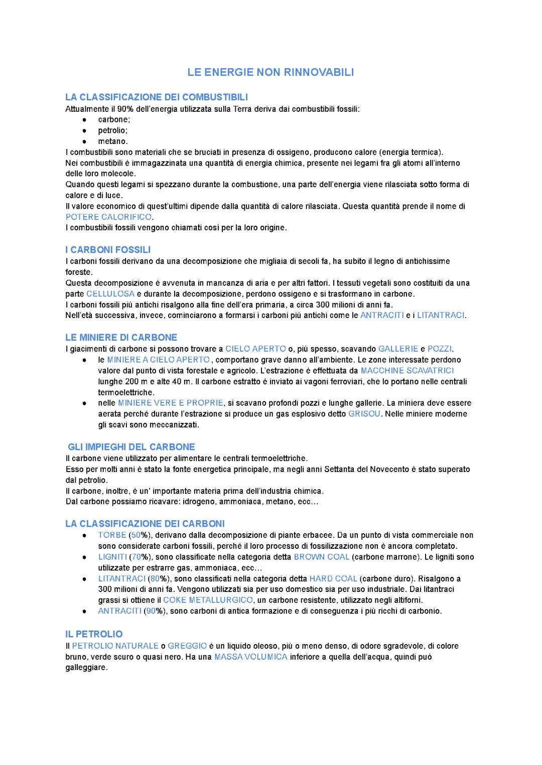 LE ENERGIE NON RINNOVABILI prima parte