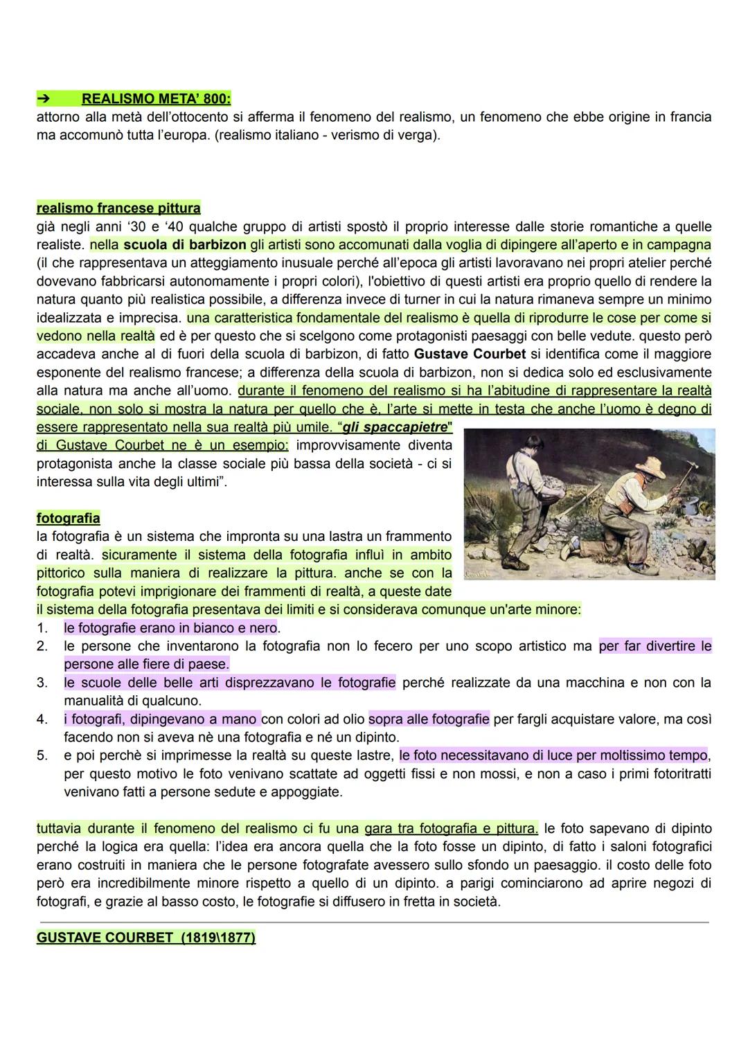 REALISMO META' 800:
attorno alla metà dell'ottocento si afferma il fenomeno del realismo, un fenomeno che ebbe origine in francia
ma accomun