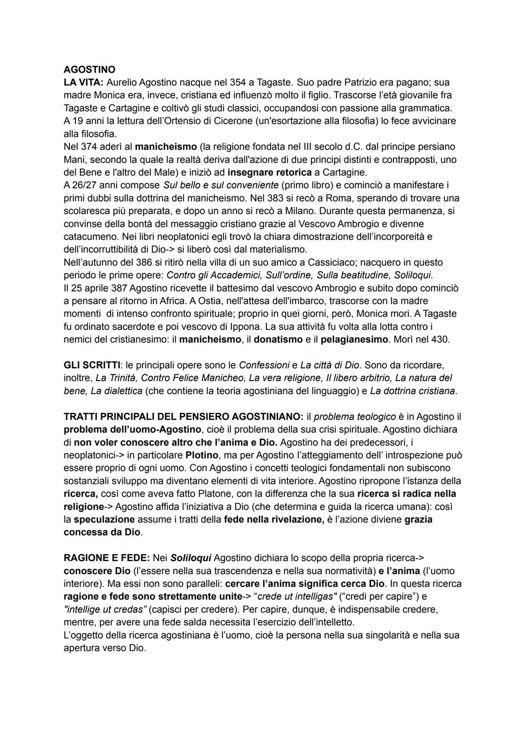 AGOSTINO
LA VITA: Aurelio Agostino nacque nel 354 a Tagaste. Suo padre Patrizio era pagano; sua
madre Monica era, invece, cristiana ed influ