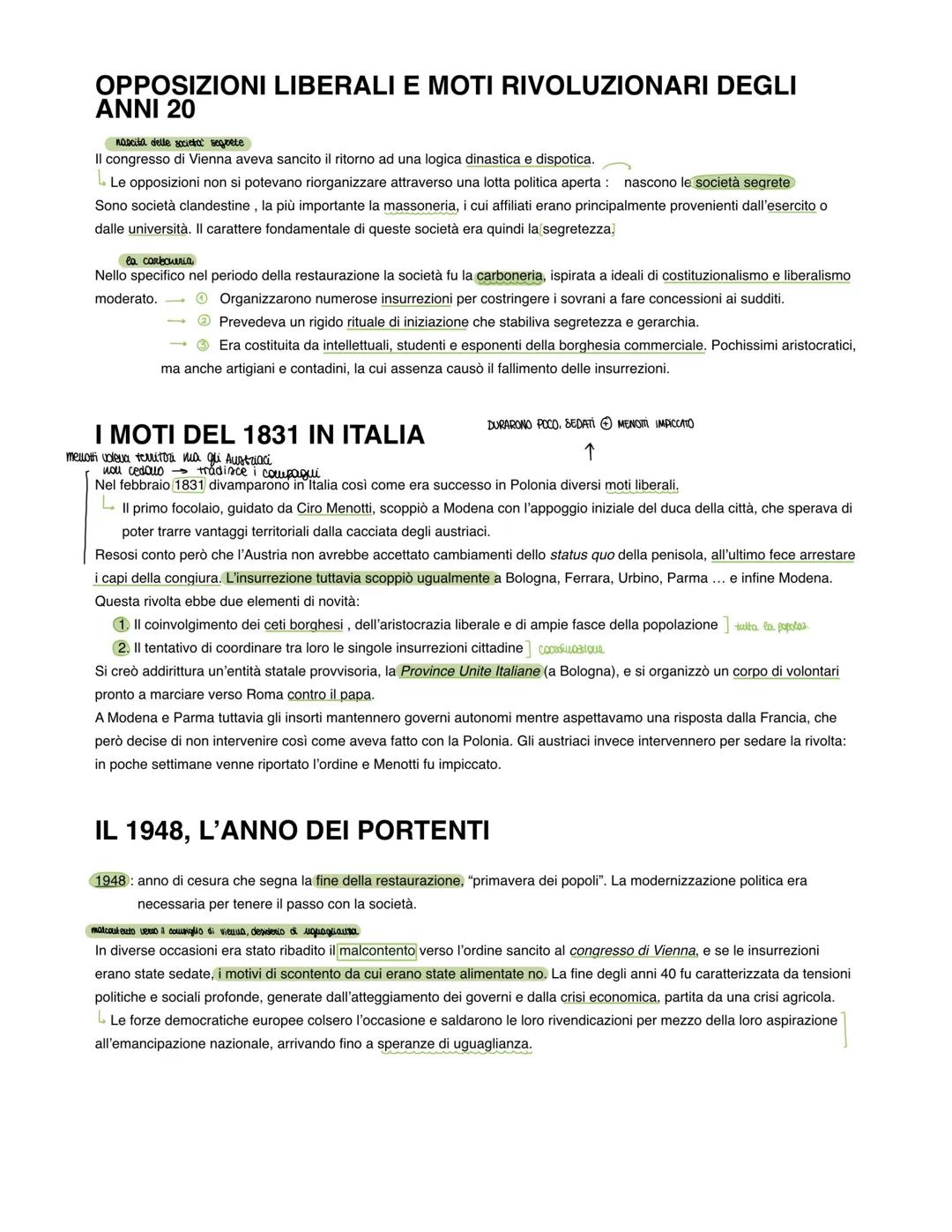 # OPPOSIZIONI LIBERALI E MOTI RIVOLUZIONARI DEGLI
ANNI 20
nascita delle societa segrete
II congresso di Vienna aveva sancito il ritorno ad