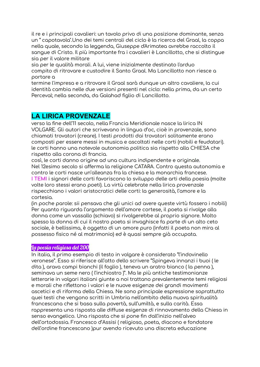 NASCITA DELLE LINGUE VOLGARI / POEMA CAVALLERESCO / LIRICA PROVENZALE/
POESIA RELIGIOSA DEL 200 / LA SCUOLA SICILIANA / LIRICA TOSCANA / IL