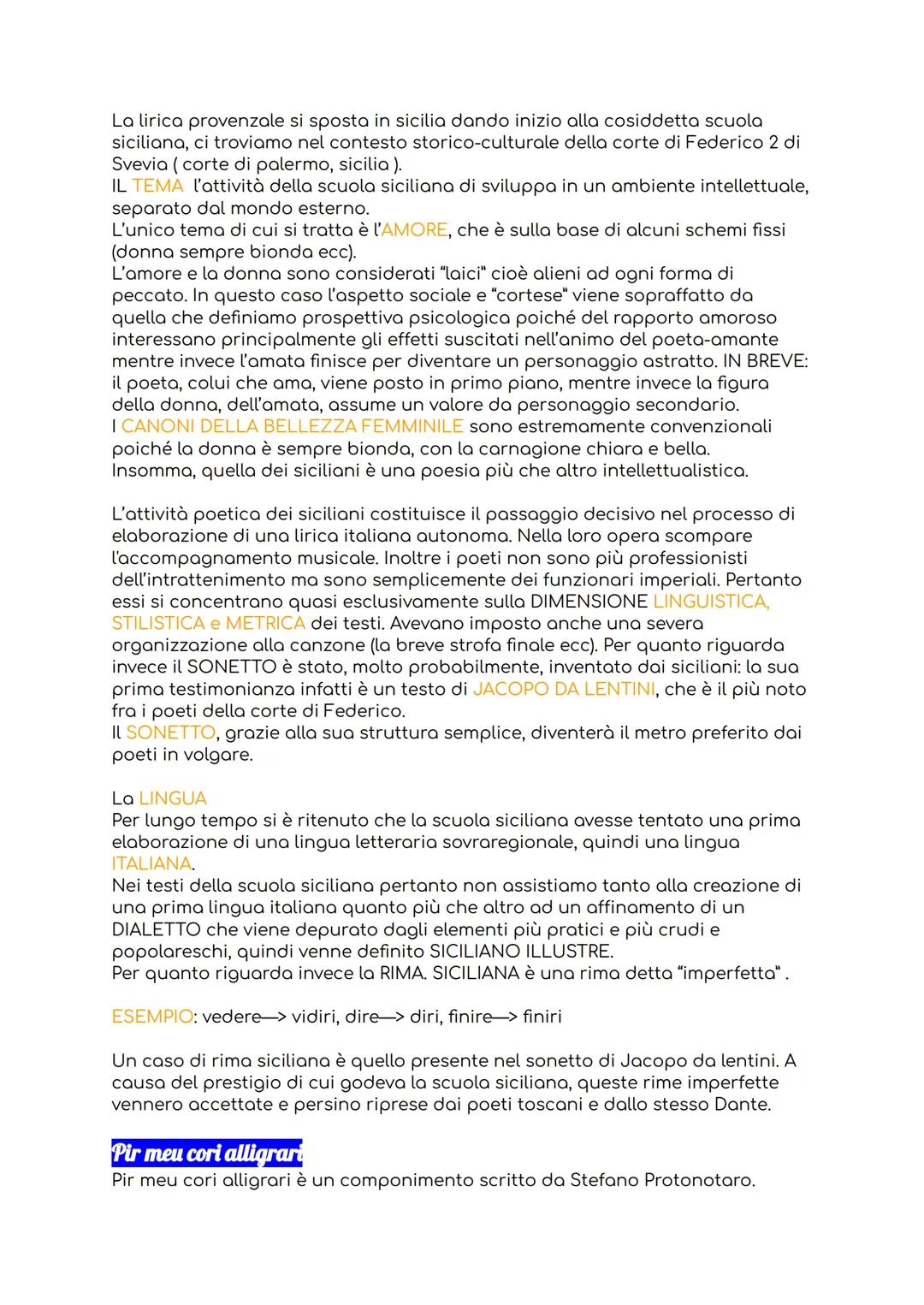 NASCITA DELLE LINGUE VOLGARI / POEMA CAVALLERESCO / LIRICA PROVENZALE/
POESIA RELIGIOSA DEL 200 / LA SCUOLA SICILIANA / LIRICA TOSCANA / IL