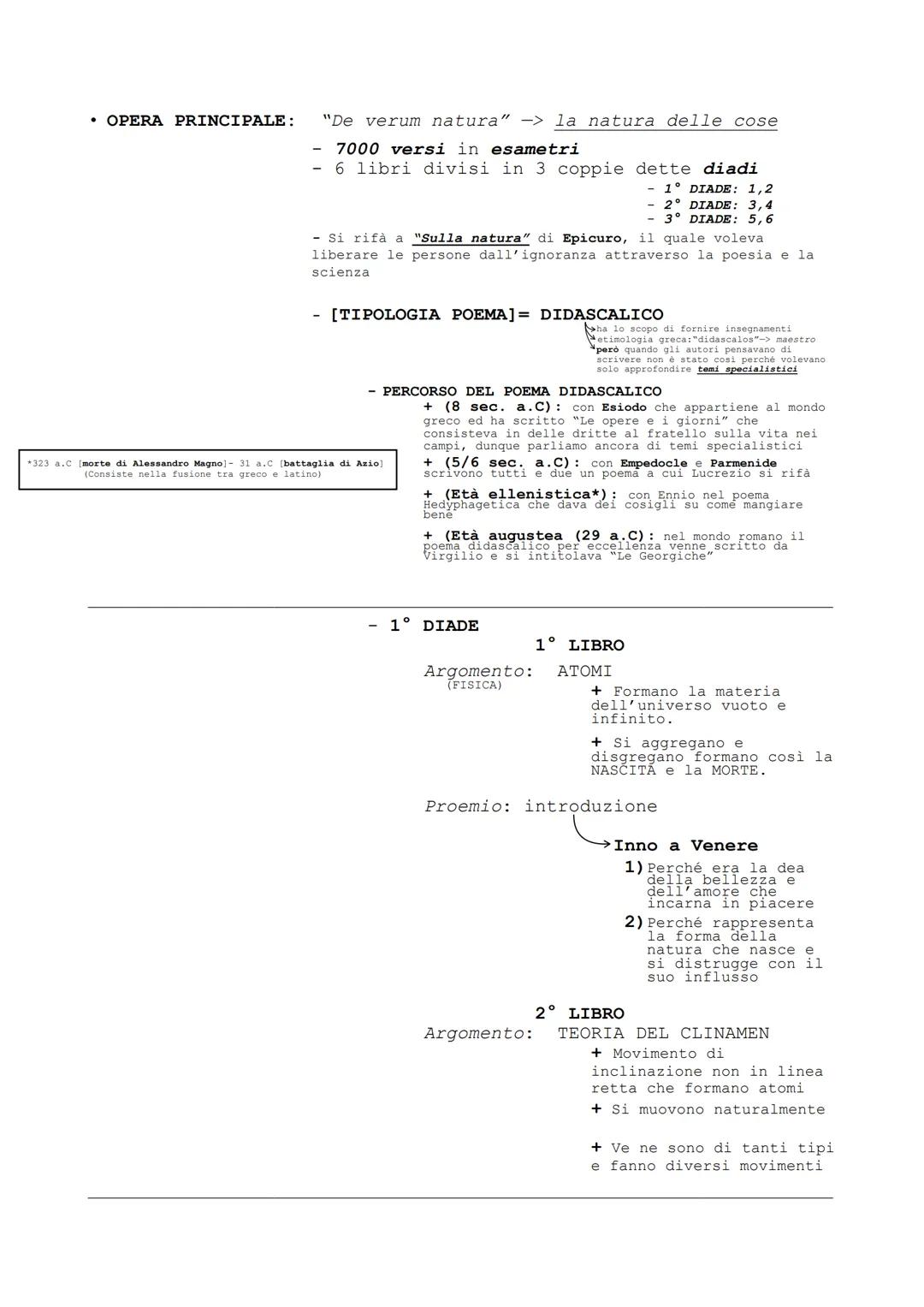 Lucrezio
• Pare sia nato in Campania dato che a Napoli e dintorni vi erano
molte scuole epicuree
• Titus Lucretius Carus nacque tra 98/96 a.
