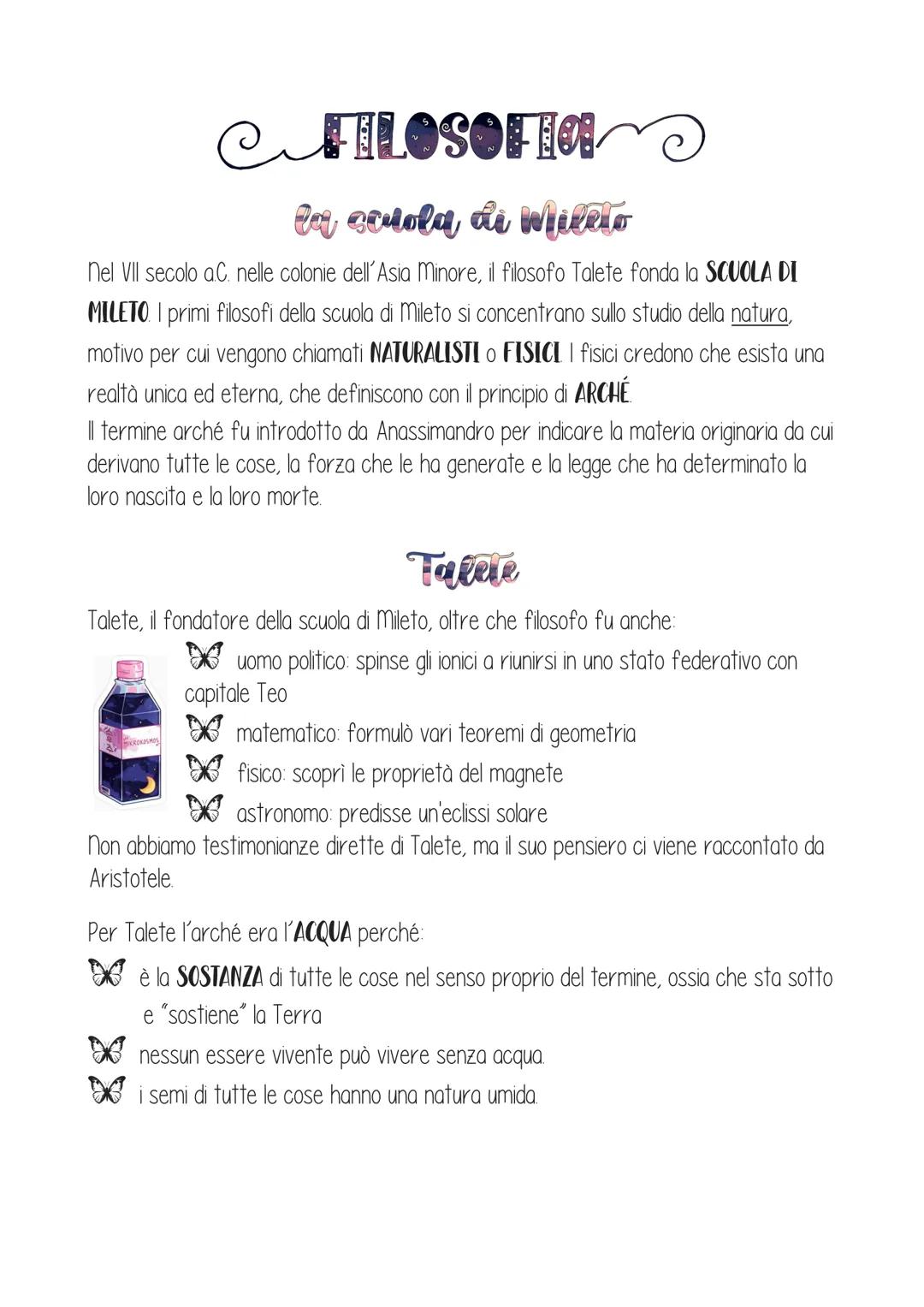 filosofia - scuola di mileto: Talete, Anassimandro e Anassimene