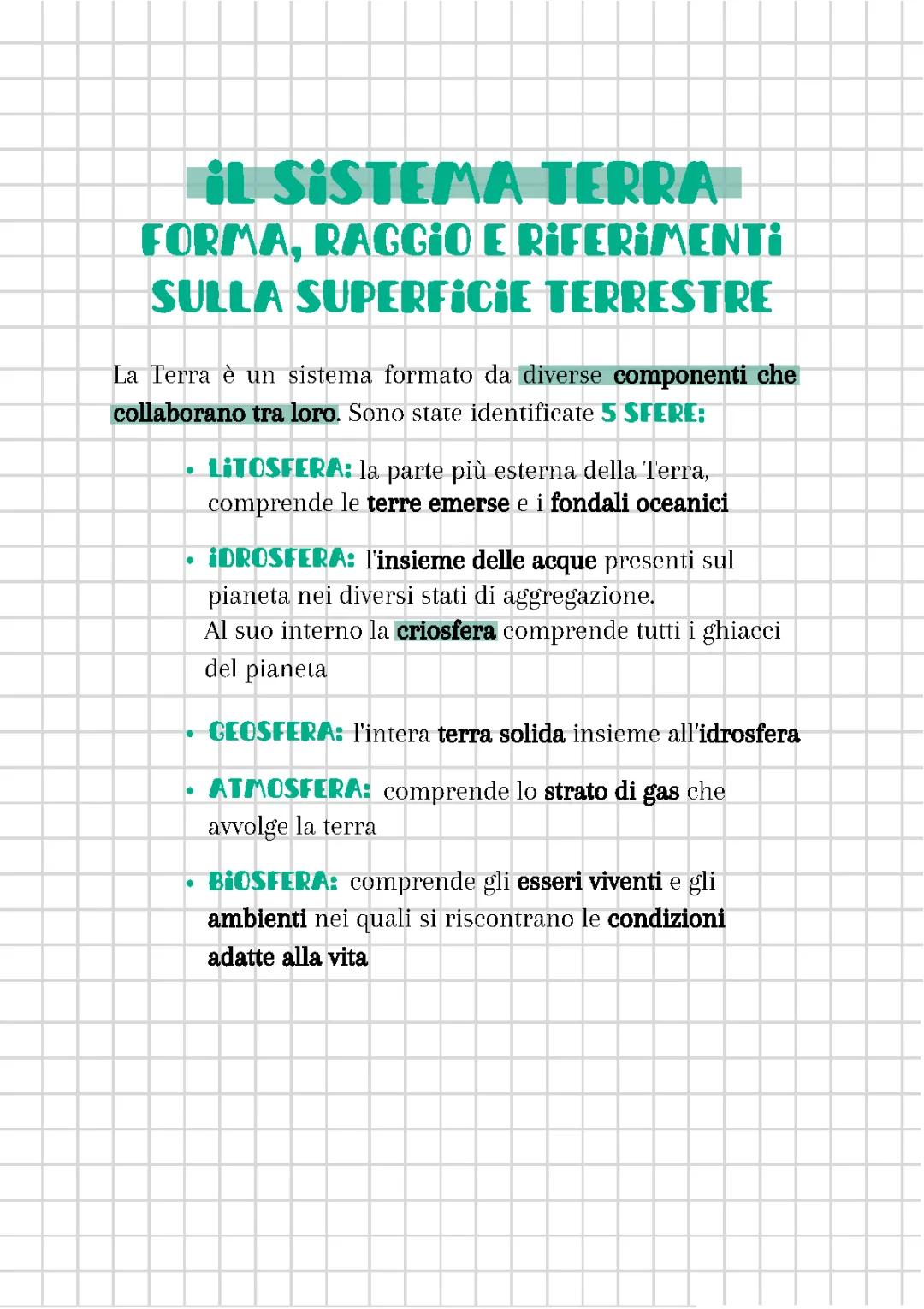 Il sistema Terra: forma, raggio e riferimenti sulla superficie terrestre
