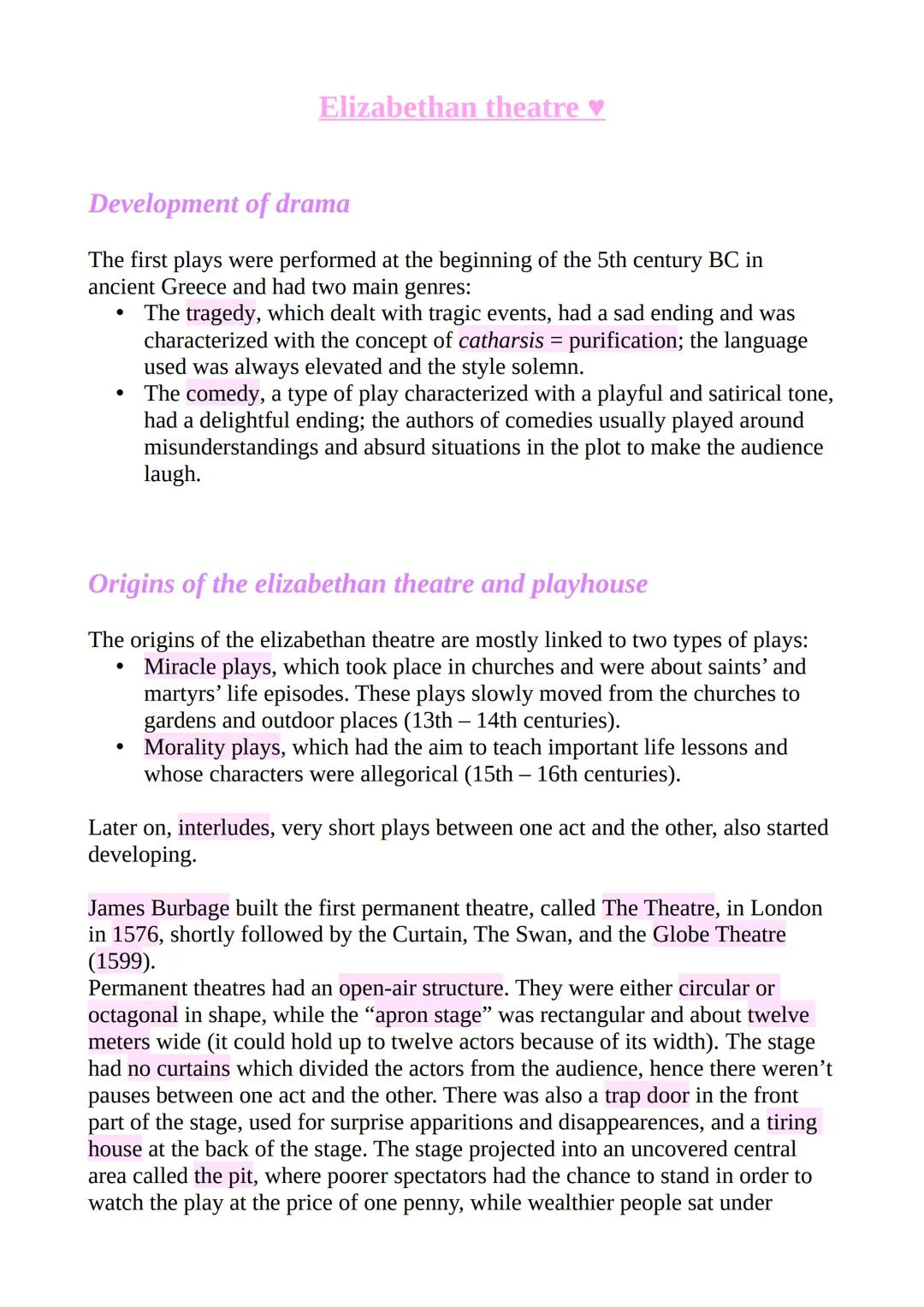 Development of drama
The first plays were performed at the beginning of the 5th century BC in
ancient Greece and had two main genres:
โ
Eliz