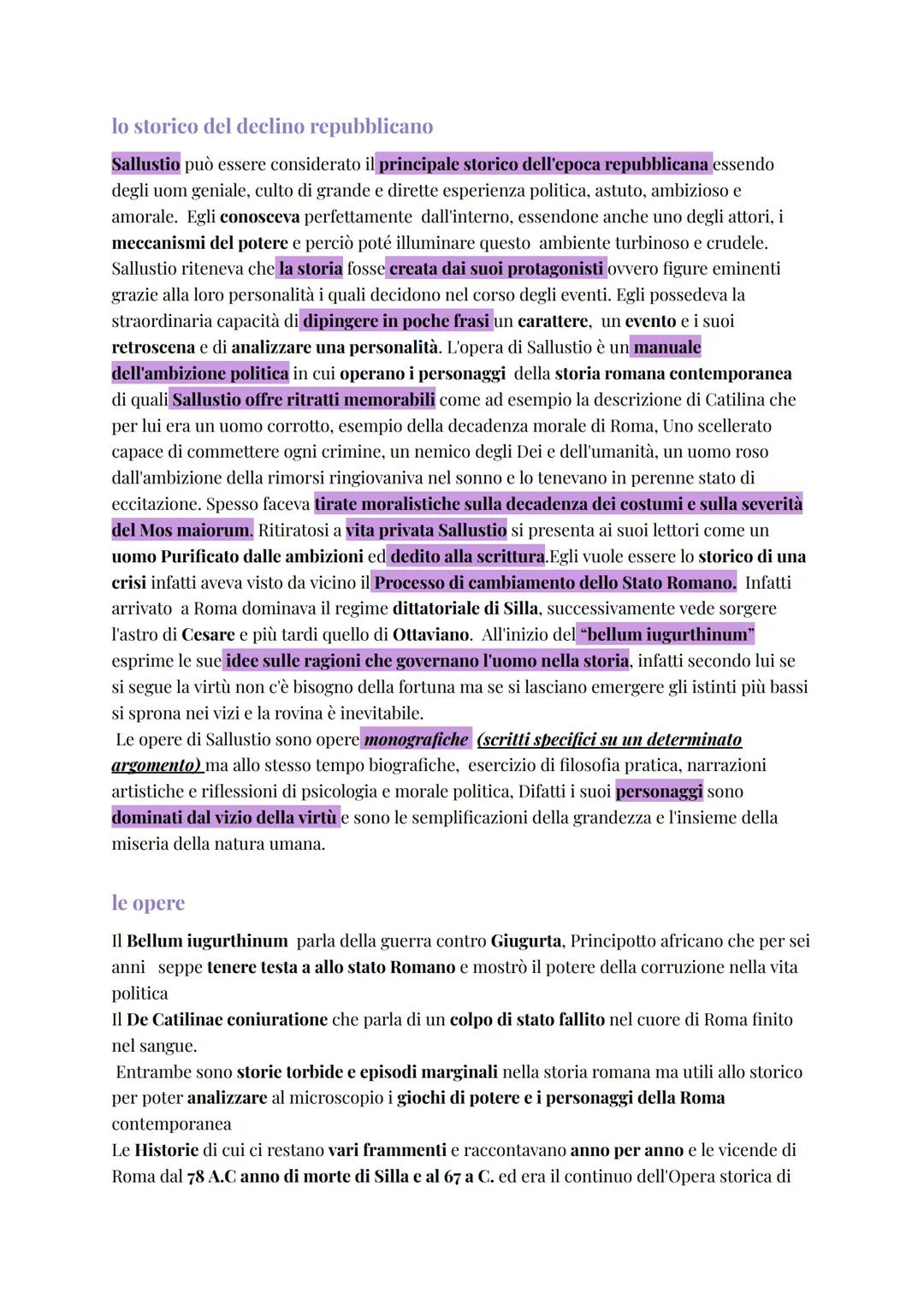 SALLUSTIO
vita
Gaio Sallustio Crispo nasce nel 86 a. C. ad Amerino una piccola città della Sabina da una
famiglia agiata. Come molti giovani
