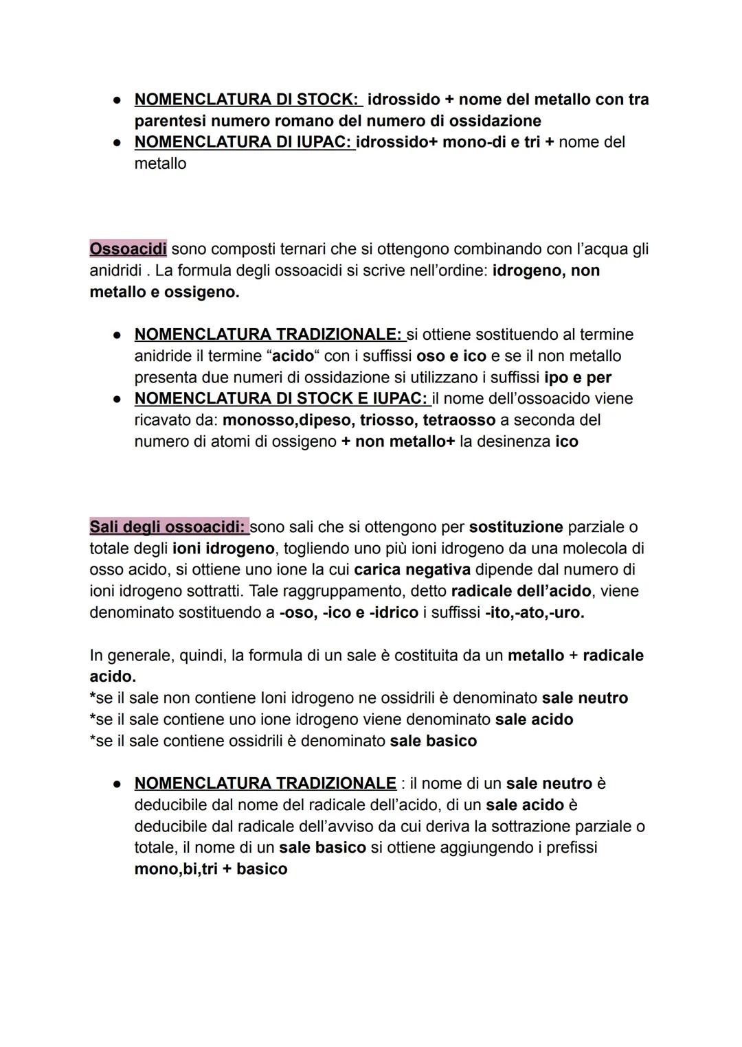 CLASSIFICAZIONE E NOMENCLATURA DEI COMPOSTI
Classifichiamo i composti in due categorie:
●
COMPOSTI INORGANICI: formati da tutti gli elementi