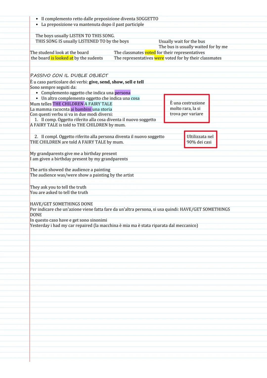 # LA FORMA PASSIVA
lunedì 28 novembre 2022 11:09
FORMAZIONE:
In inglese la forma passiva si forma con il be + past participle (3 colonna)
S