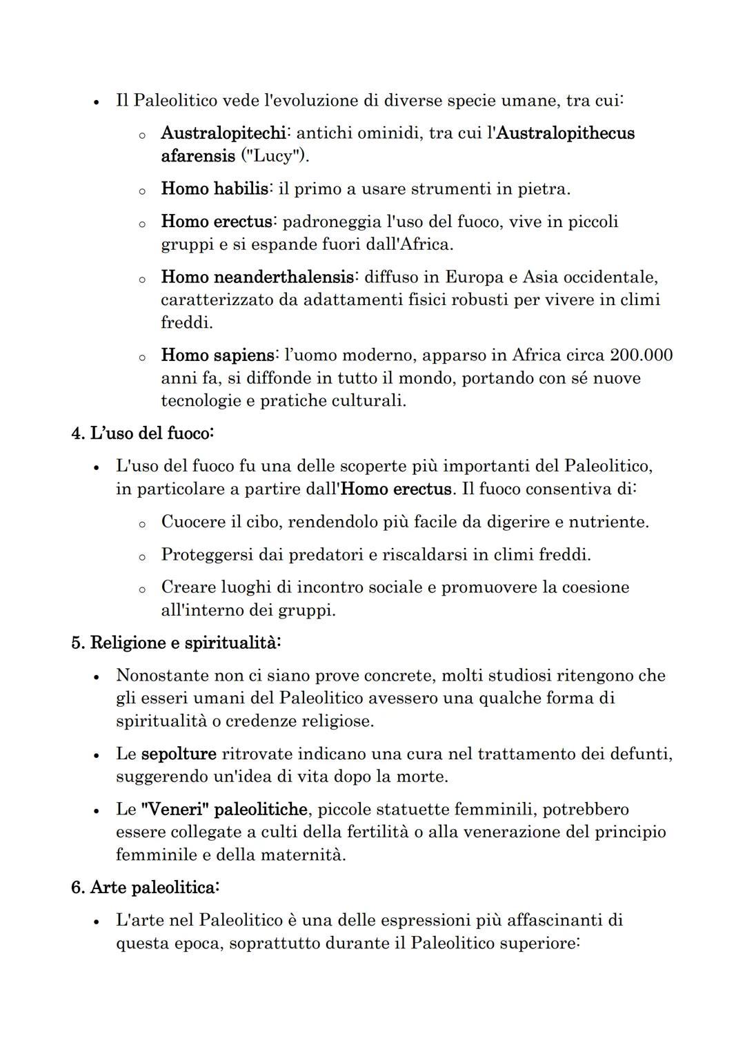 PALEOLITICO
Il Paleolitico è il periodo più antico della preistoria e rappresenta la fase
iniziale dello sviluppo umano. Si estende per un l