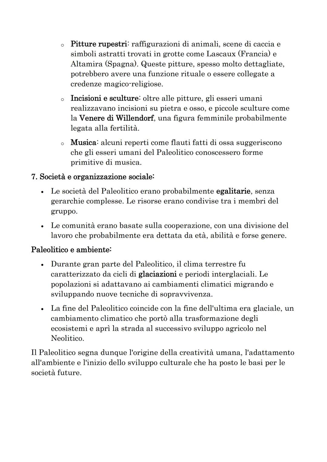 PALEOLITICO
Il Paleolitico è il periodo più antico della preistoria e rappresenta la fase
iniziale dello sviluppo umano. Si estende per un l