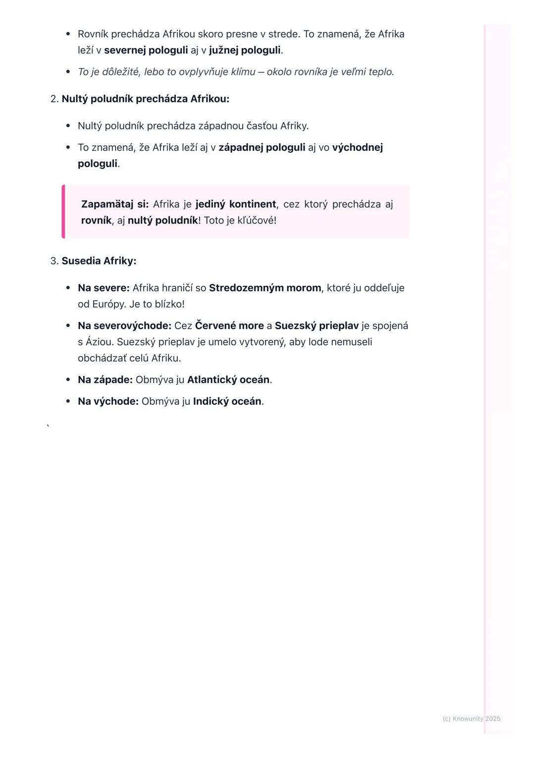 # Poloha a rozloha Afriky
1. Prehľad polohy a rozlohy Afriky
Afrika je jeden z najväčších kontinentov na našej Zemi. Dnes si zopakujeme,
k