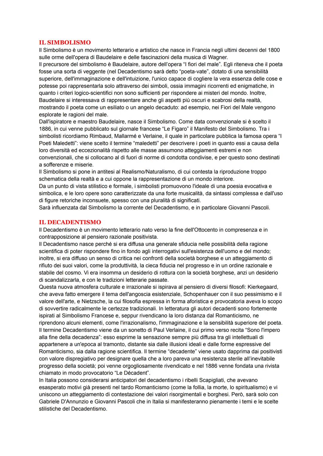# IL SIMBOLISMO
II Simbolismo è un movimento letterario e artistico che nasce in Francia negli ultimi decenni del 1800
sulle orme dell'opera