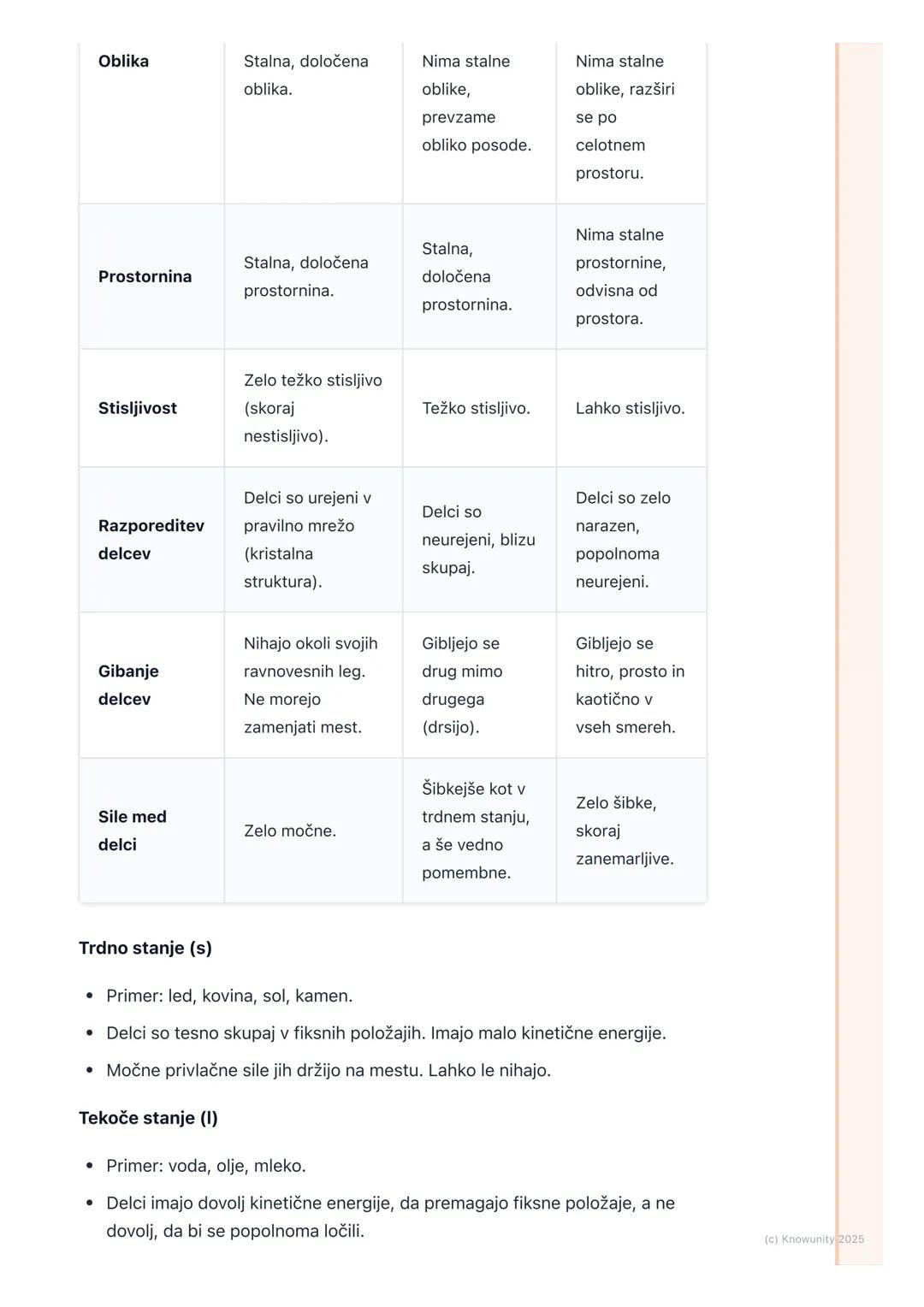 # Agregatna stanja snovi
Uvod v agregatna stanja
Snovi okoli nas se nahajajo v različnih oblikah oziroma stanjih. To so agregatna
stanja.