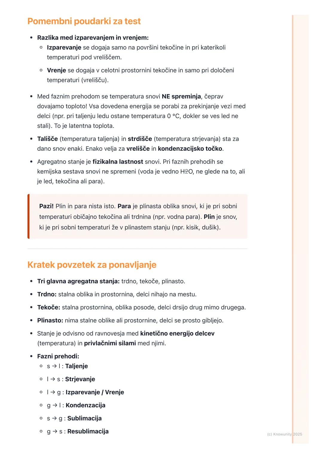 # Agregatna stanja snovi
Uvod v agregatna stanja
Snovi okoli nas se nahajajo v različnih oblikah oziroma stanjih. To so agregatna
stanja.