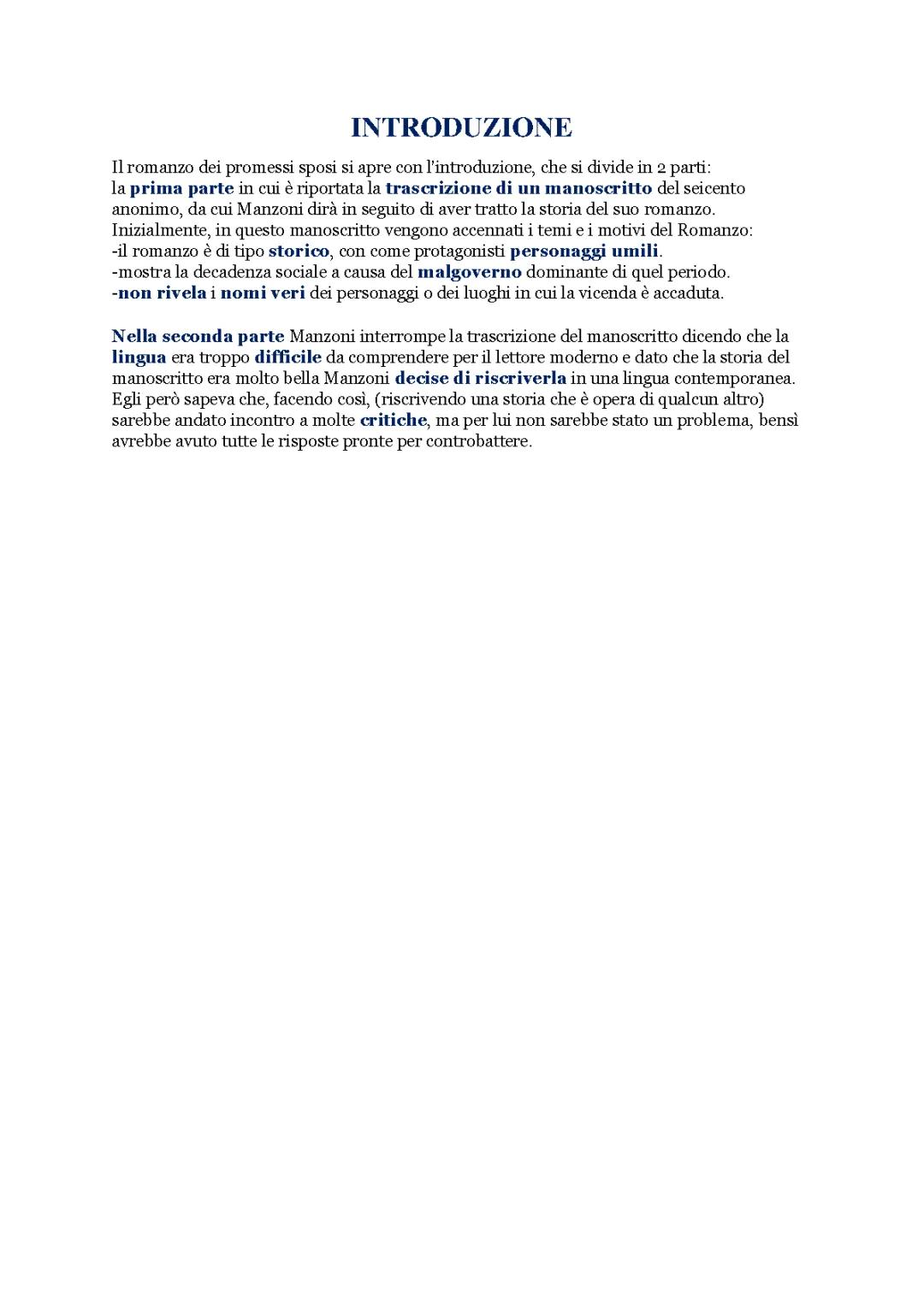 Introduzione al Romanzo 'I Promessi Sposi'