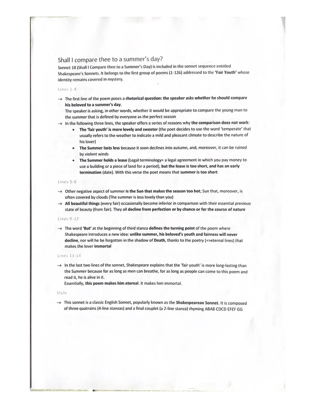 Un'analisi completa di 'Shall I compare thee to a summer’s day?' di Shakespeare