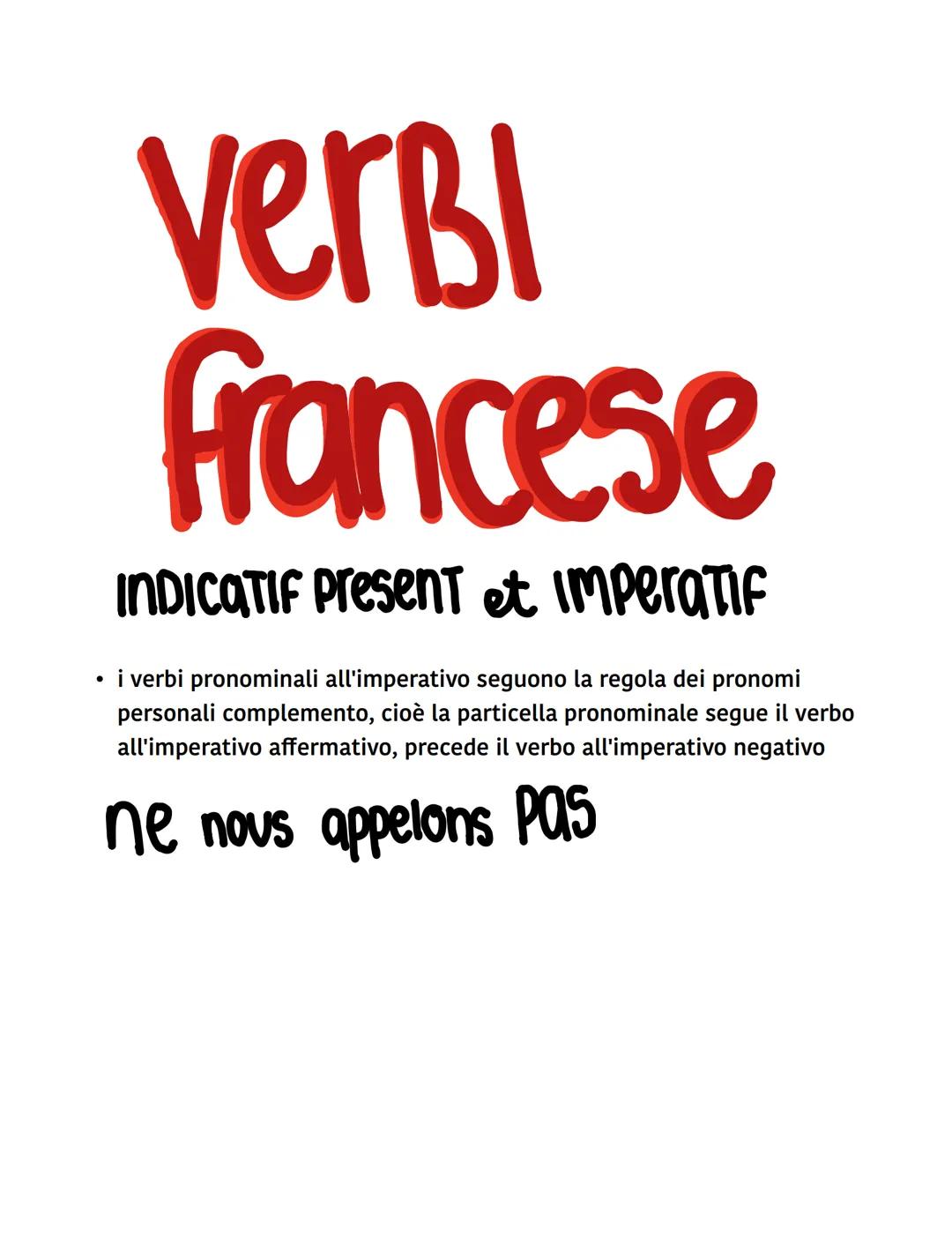 # verbl
# Francese
INDICATIF Present et imperatif
* i verbi pronominali all'imperativo seguono la regola dei pronomi
personali complem