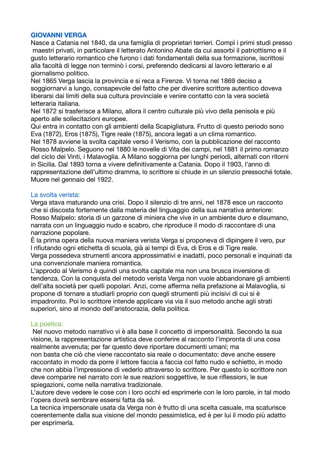 # GIOVANNI VERGA
Nasce a Catania nel 1840, da una famiglia di proprietari terrieri. Compì i primi studi presso
maestri privati, in particol