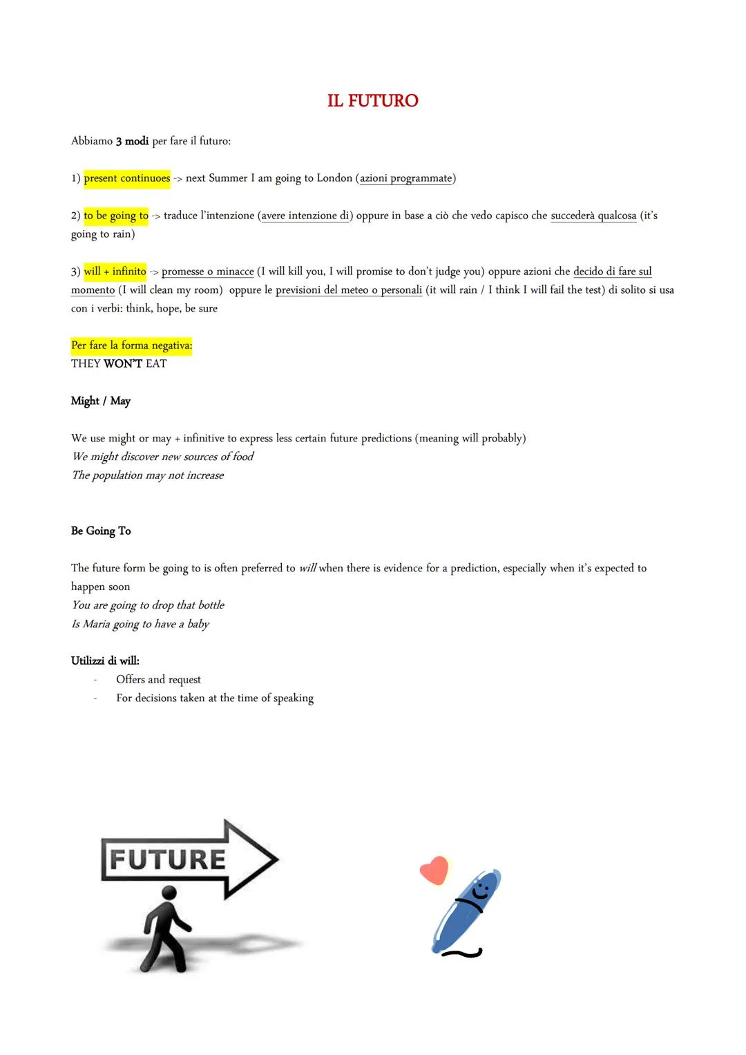 Abbiamo 3 modi per fare il futuro:
1) present continuoes -> next Summer I am going to London (azioni programmate)
2) to be going to -> tradu