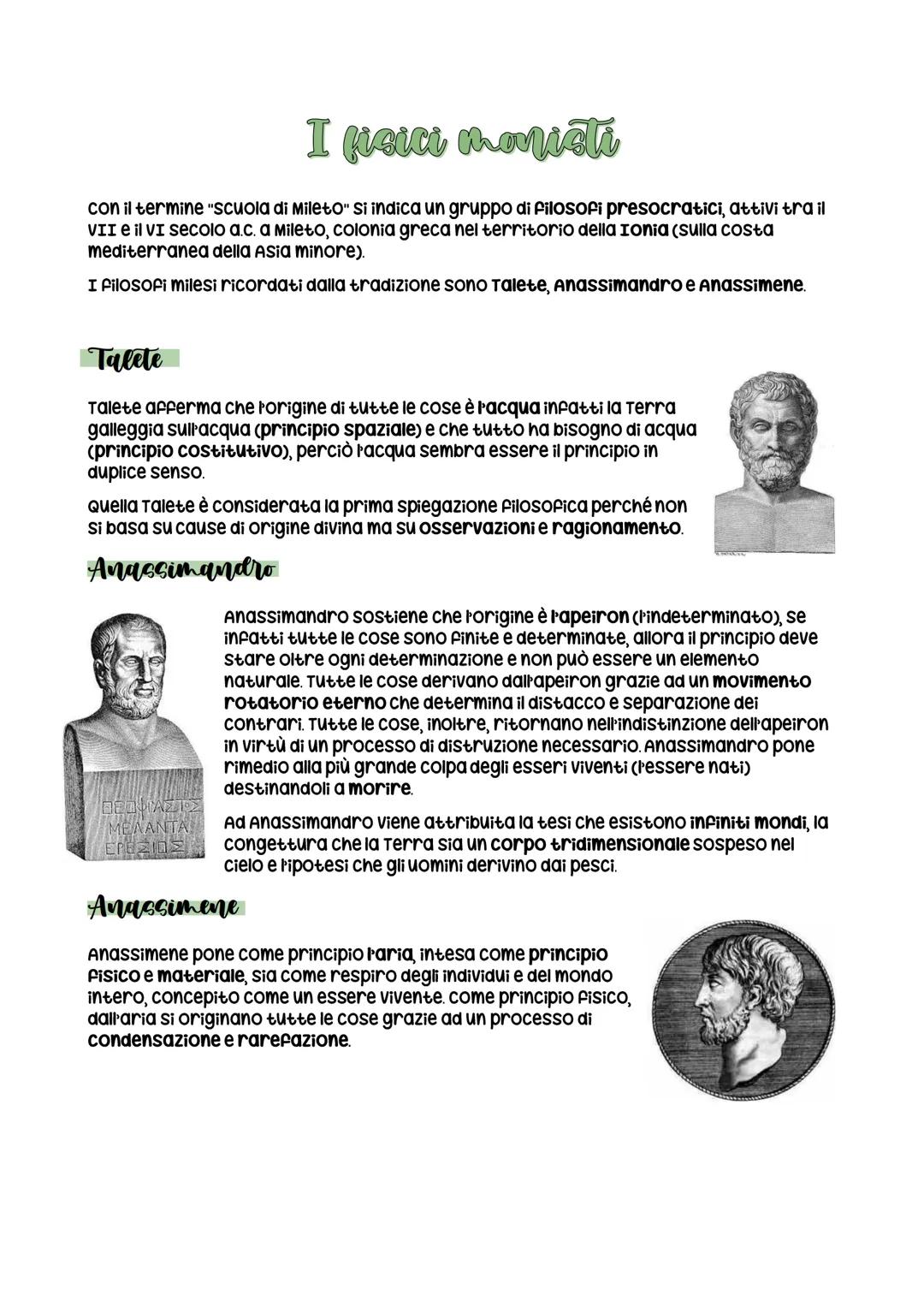 I fcici monieti
con il termine "scuola di Mileto" Si indica un gruppo di filosofi presocratici, attivi tra il
VII e il VI secolo a.c. a Mile