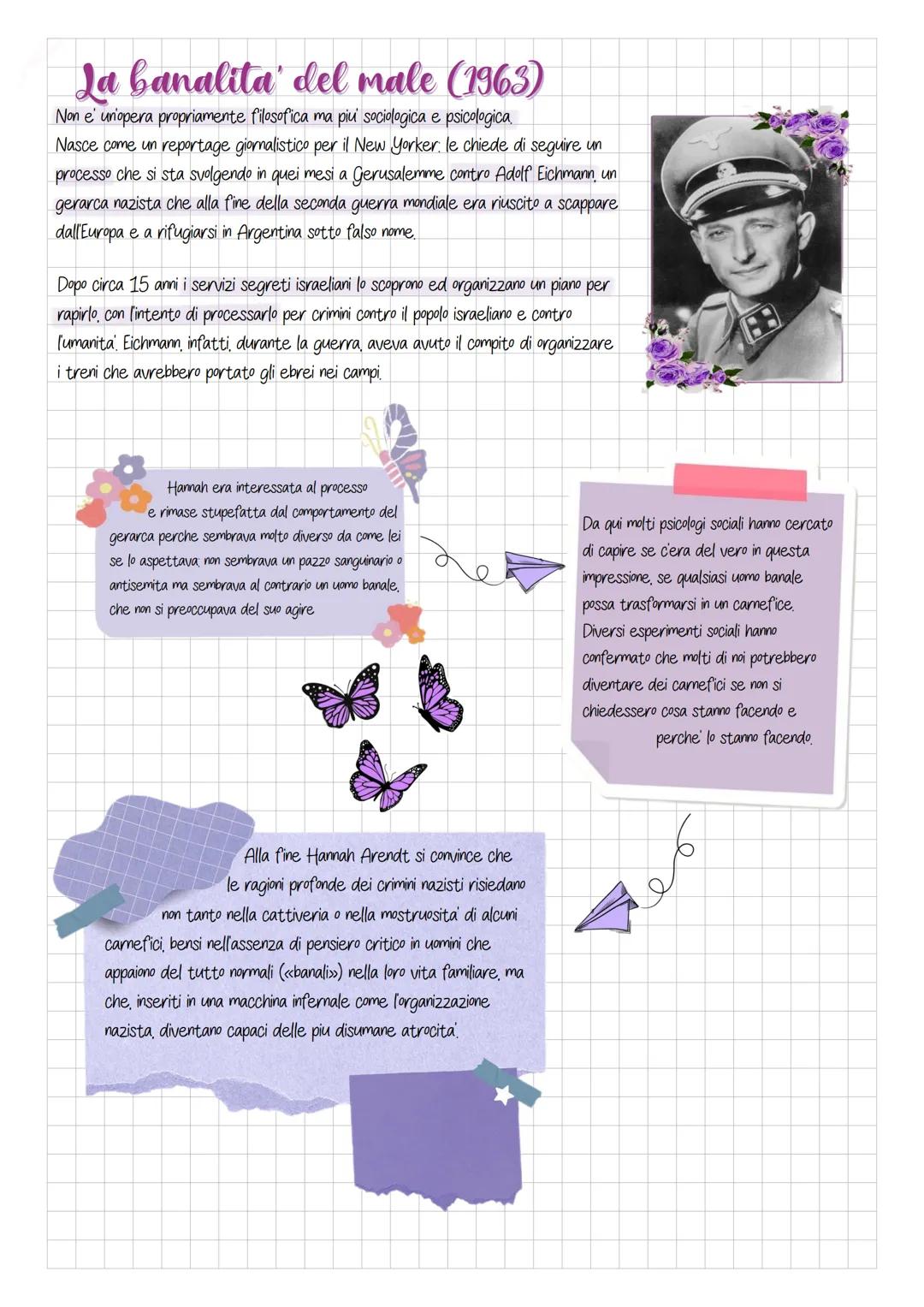 # Hannah Arendt
Si tratta di una delle poche filosofe donne. Nasce nel 1906 a Hannover da una
famiglia ebraica Fin da giovane studia filoso