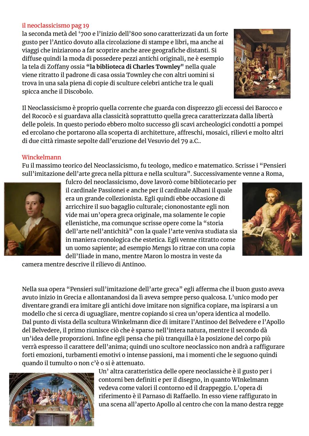 il neoclassicismo pag 19
la seconda metà del '700 e l'inizio dell'800 sono caratterizzati da un forte
gusto per l'Antico dovuto alla circola