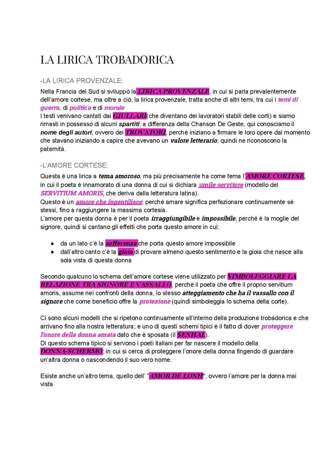 LA LIRICA TROBADORICA