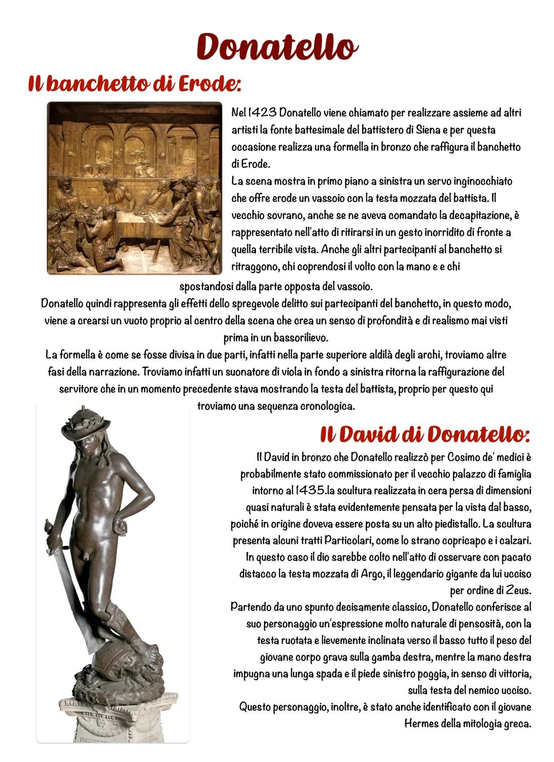 Il banchetto di Erode:
Donatello
LO
AURITA
Nel 1423 Donatello viene chiamato per realizzare assieme ad altri
artisti la fonte battesimale de