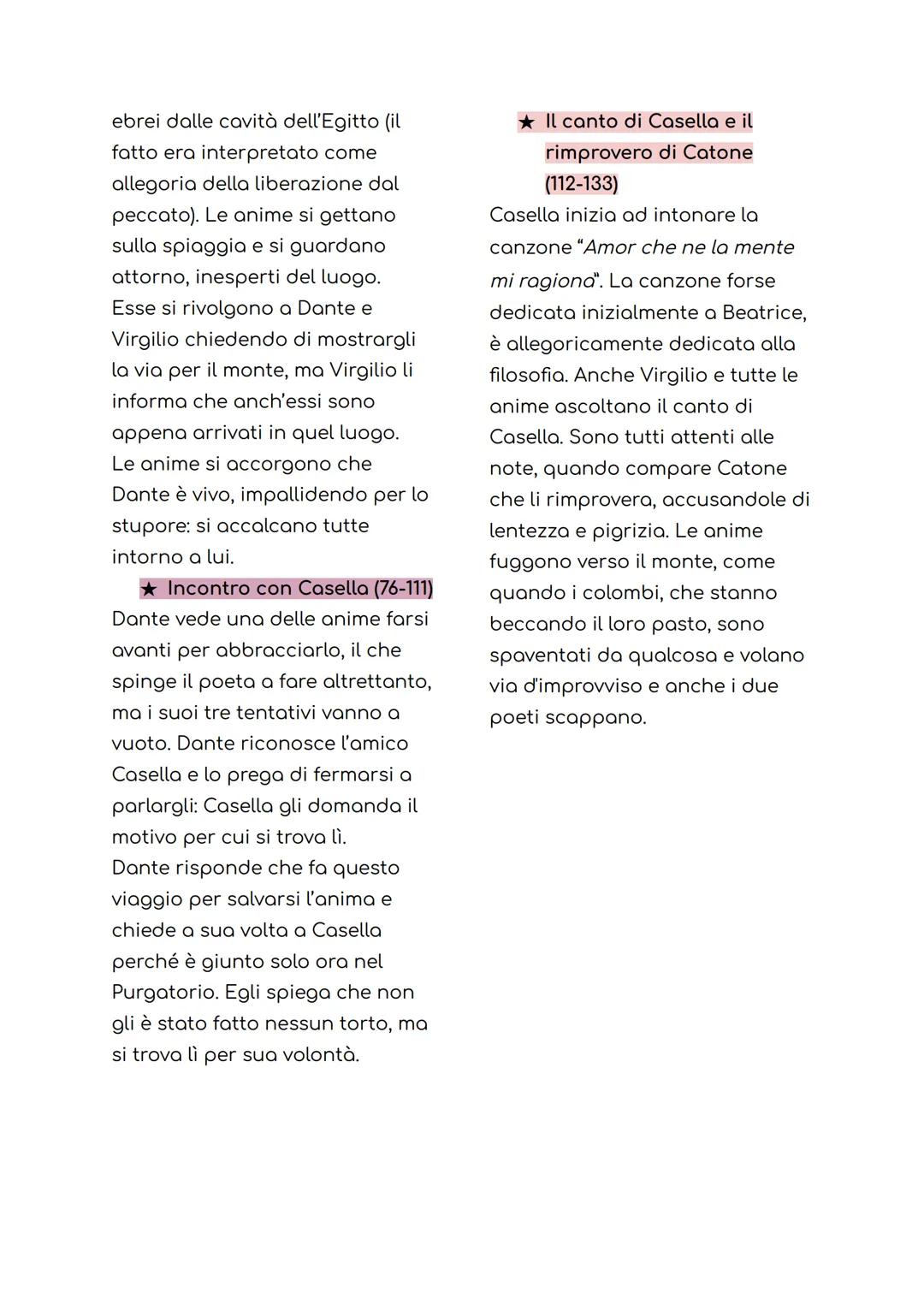 Purgatorio
Secondo canto
In questo canto Dante e Virgilio
incontrano l'angelo-nocchiero,
che su una barca guida le anime
destinate al purgat