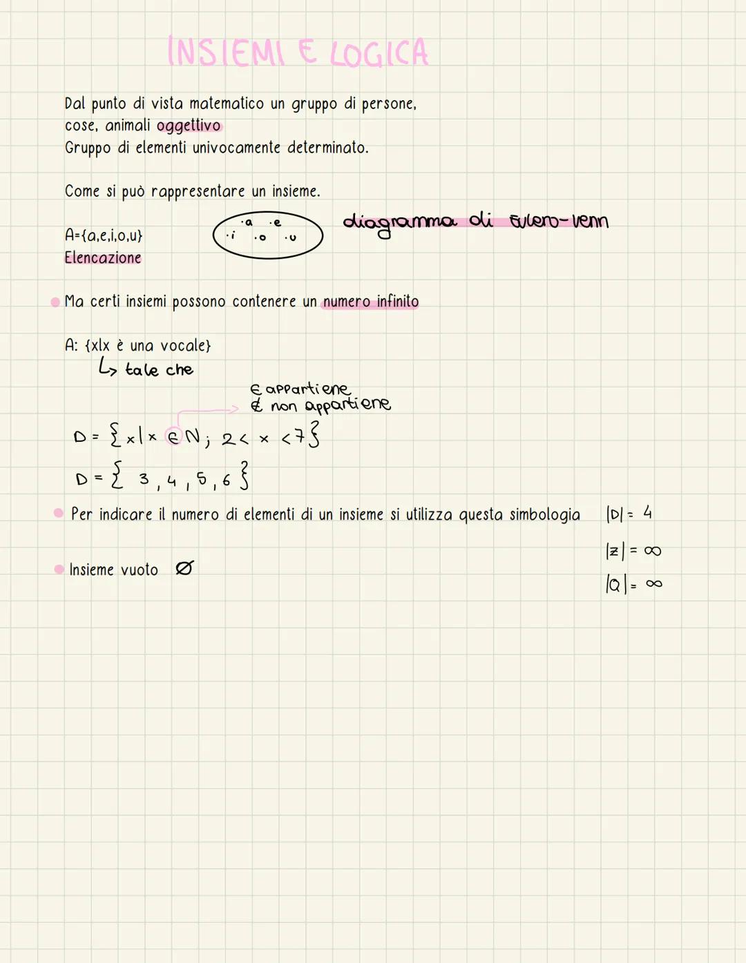 INSTEMI E LOGICA
Dal punto di vista matematico un gruppo di persone,
cose, animali oggettivo
Gruppo di elementi univocamente determinato.
Co