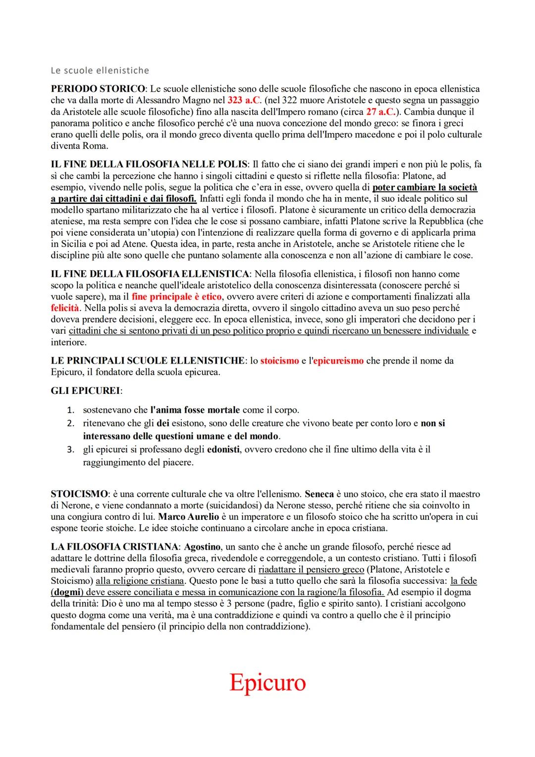 Le scuole ellenistiche
PERIODO STORICO: Le scuole ellenistiche sono delle scuole filosofiche che nascono in epoca ellenistica
che va dalla m