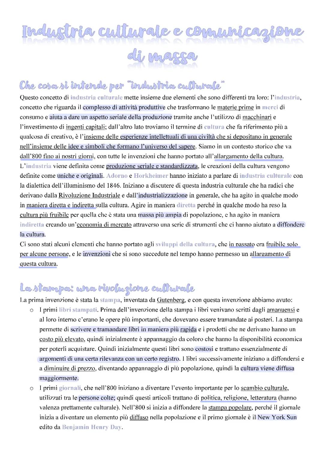 Industria culturale e comunicazione di massa