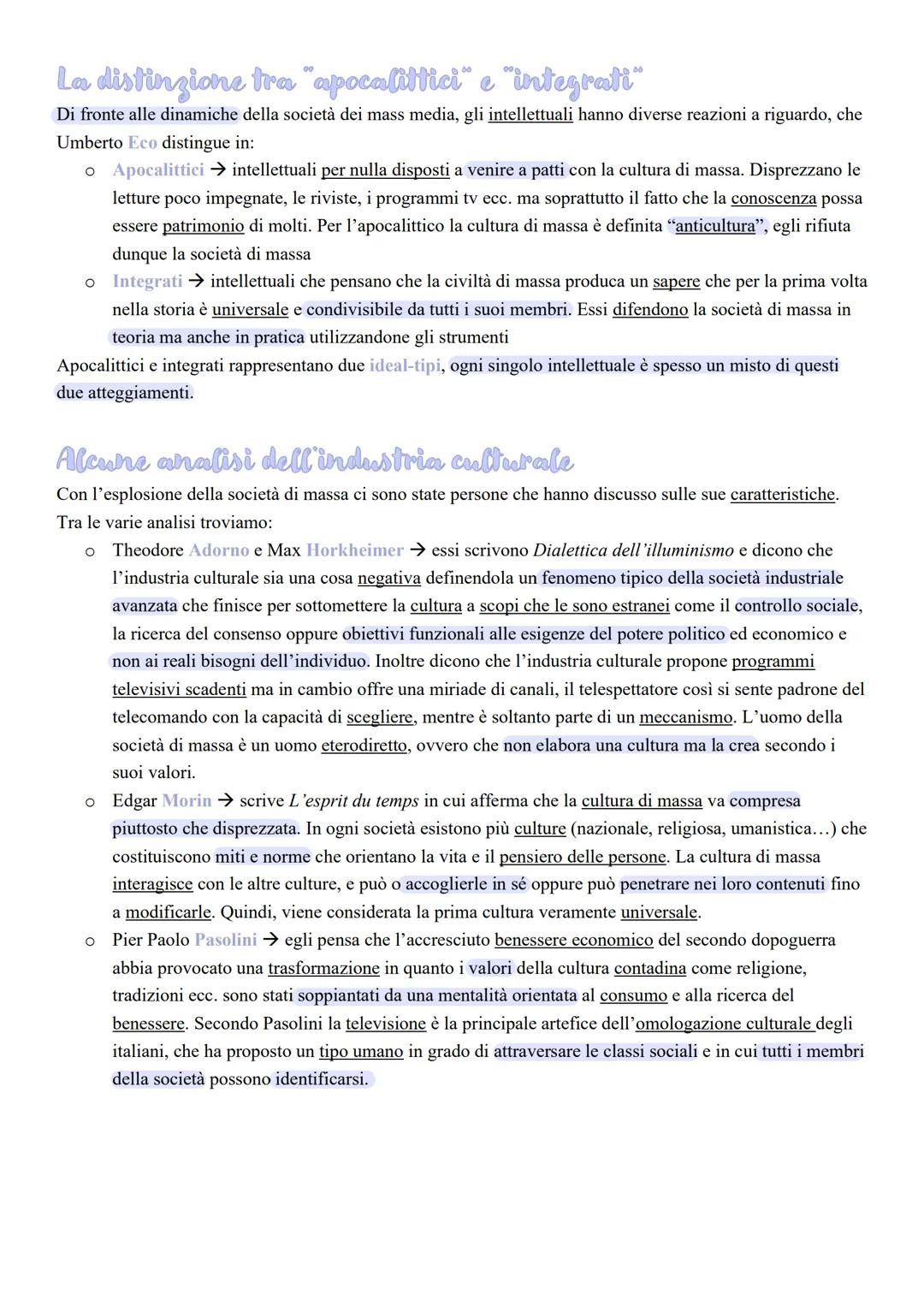 Industria culturale e comunicazione
di massa
Che cosa si intende per "industria culturale”
Questo concetto di industria culturale mette insi