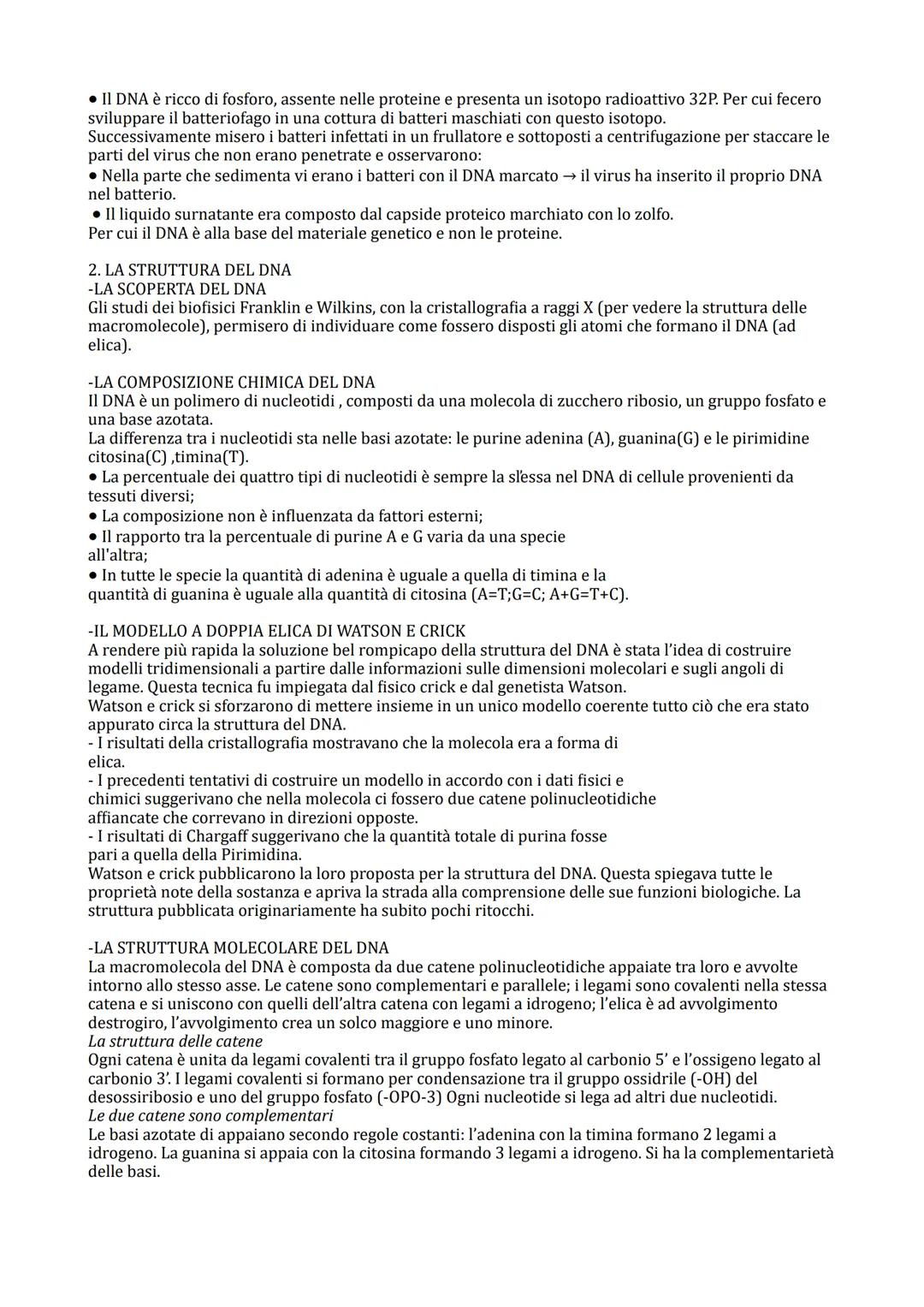 IL LINGUAGGIO DELLA VITA
1. I GENI SONO FATTI DI DNA
-LE BASI MOLECOLARI DELL'EREDITA
La scoperta vera e propria del materiale ereditario ri