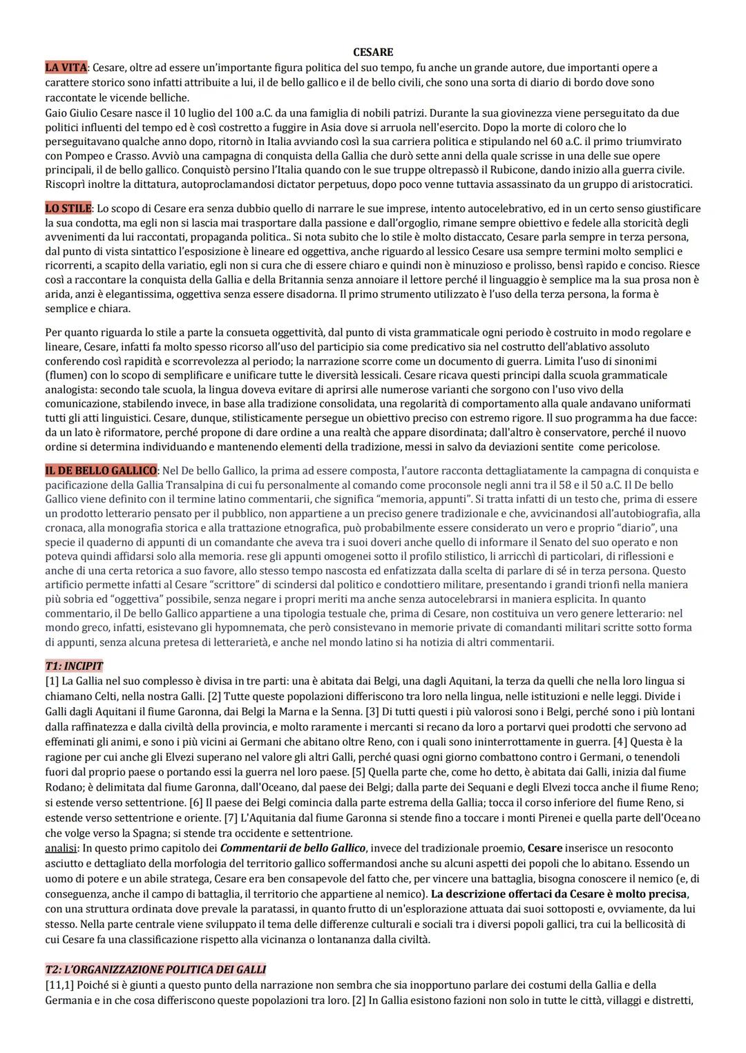 CESARE
LA VITA: Cesare, oltre ad essere un'importante figura politica del suo tempo, fu anche un grande autore, due importanti opere a
carat