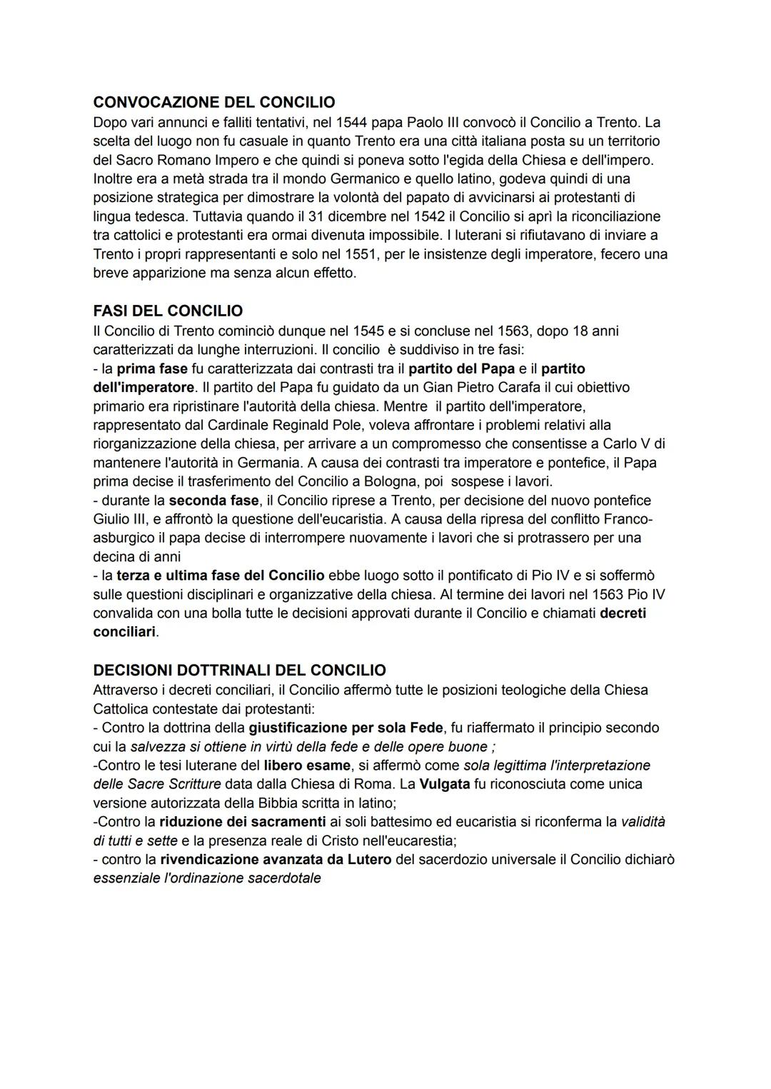 LA CONTRORIFORMA
Di fronte alla diffusione delle dottrine protestanti e alla rottura dell'unità religiosa cristiana, la
Chiesa Cattolica int